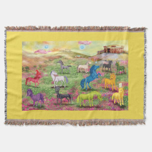 Unicorns from Unimaise Fringe Blanket - Gult Filt