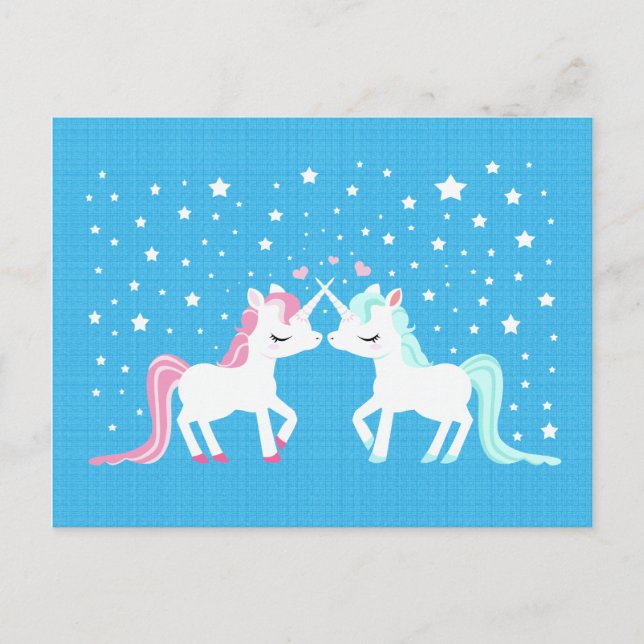 Unicorns i kärlek vykort (Framsida)