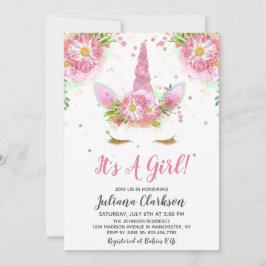 Unicorns in Bloom Baby Shower Inbjudningar