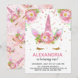 Unicorns in Bloom Birthday Inbjudningar