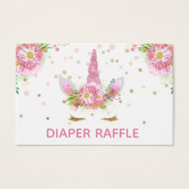 Unicorns in Bloom Diaper Raffle Visitkort
