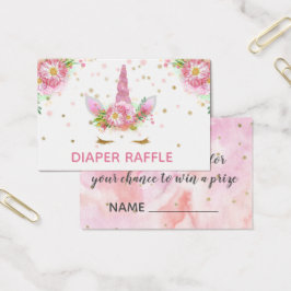 Unicorns in Bloom Diaper Raffle Visitkort