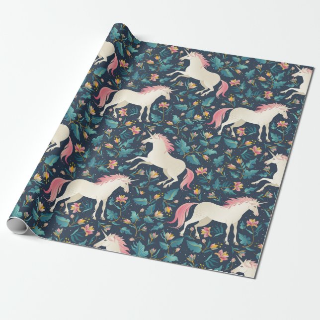 Unicorns in Forest Presentpapper (Utrullad)