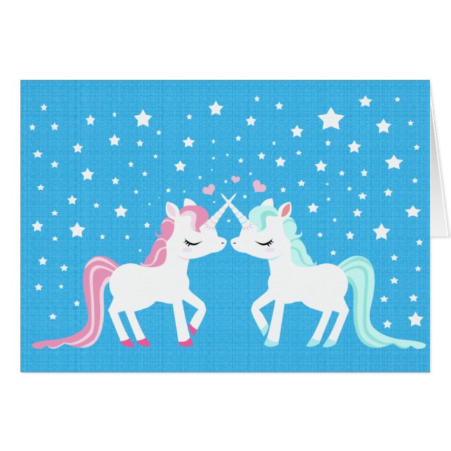 Unicorns in kärlek blank kort (Framsidan Horizontal)