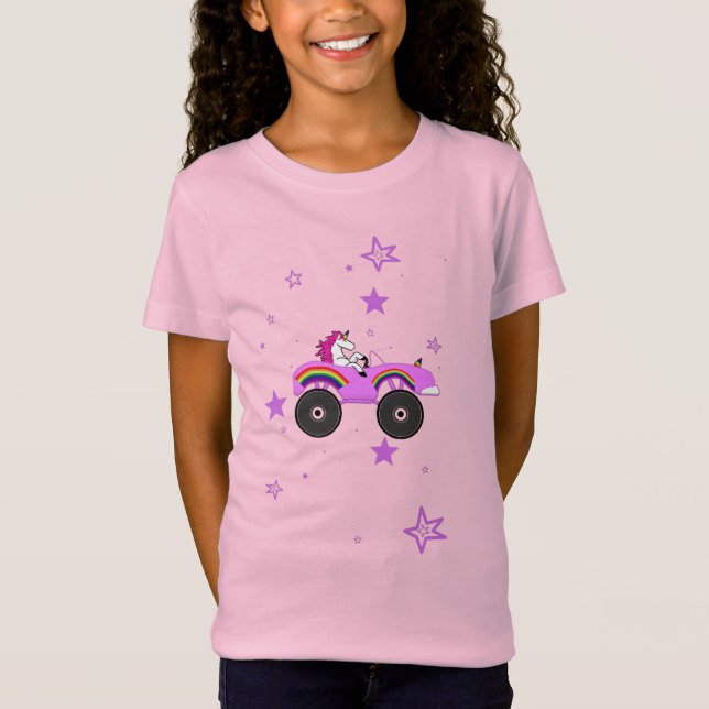 Unicorns kör Monster Lastbil T Shirt (Framsida)