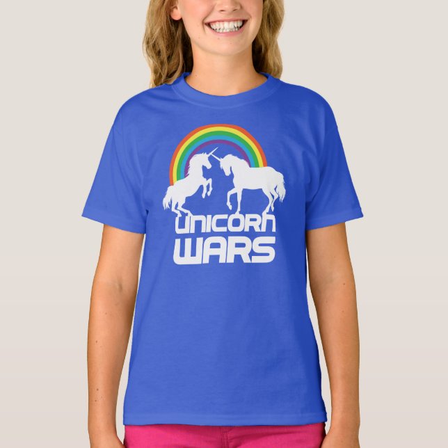 Unicorns kriger med regnbågen tee shirt (Framsida)
