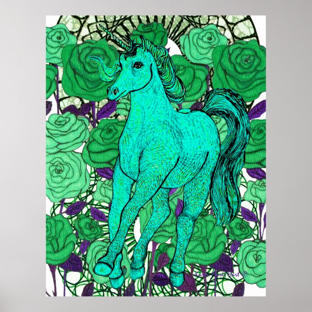 Unicorns Love Roses Poster (Framsidan)