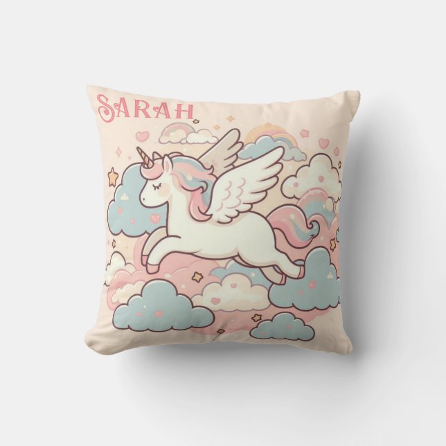Unicorns Magic (Anpassa med Namn) Kudde (Framsida)