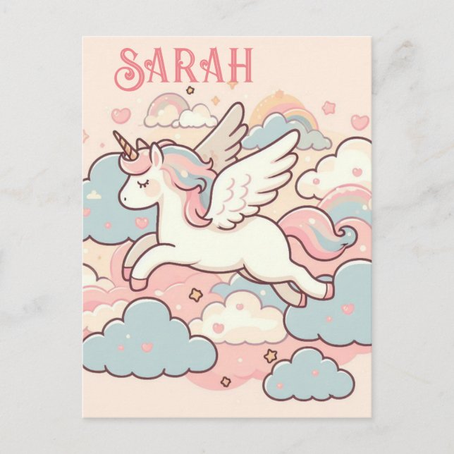 Unicorns Magic (Anpassa med Namn) Vykort (Framsida)