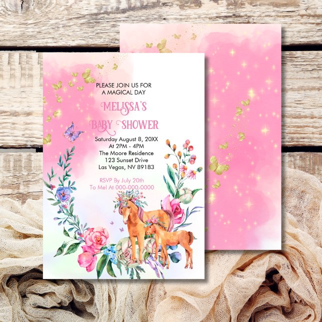 Unicorns och butterflies-inbjudan till babydusch inbjudningar (Skapare uppladdad)