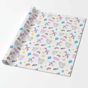 Unicorns och elefanter presentpapper