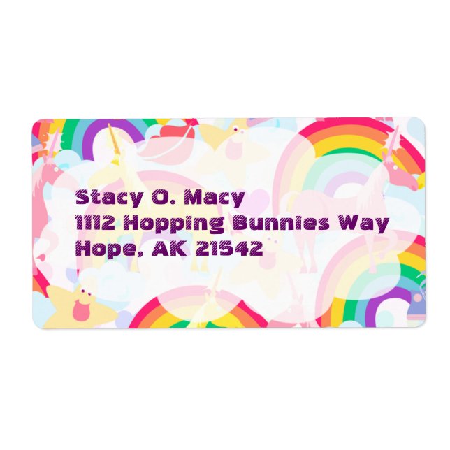 Unicorns och Rainbows-etikett Fraktsedel (Framsidan)