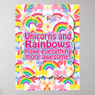 Unicorns och Rainbows Poster! Poster