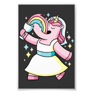 Unicorns och regnbågar fototryck
