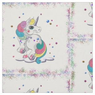 Unicorns och regnbågeglitter tyg