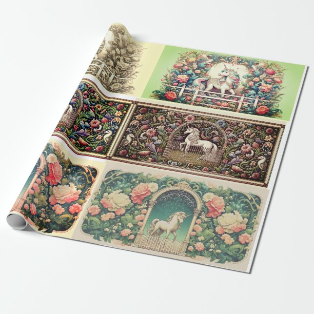 Unicorns pappra förpackning presentpapper (Utrullad)