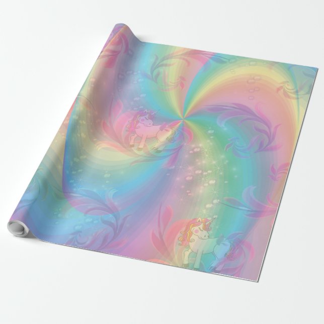 Unicorns, Rainbow spiral för cutie-paj-flickor. Presentpapper (Utrullad)