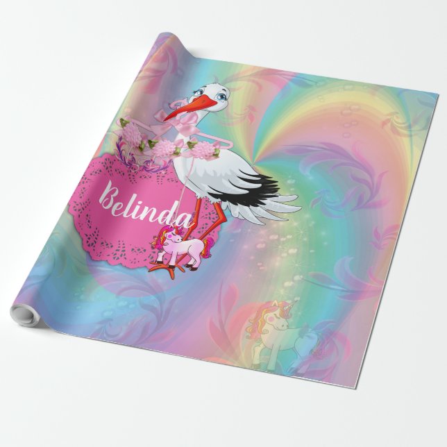 Unicorns, Rainbow spiral för cutie-paj-flickor. Presentpapper (Utrullad)