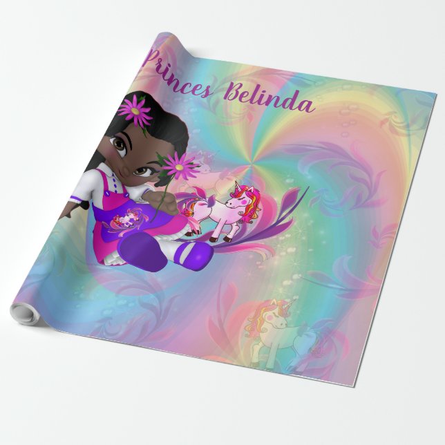 Unicorns, Rainbow spiral för cutie-paj-flickor. Presentpapper (Utrullad)