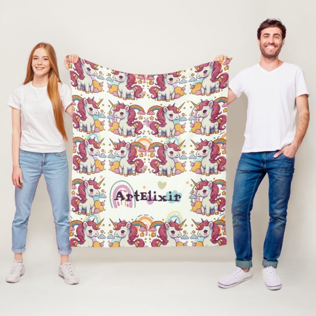 Unicorns & Rainbows Mönster Fleecefilt (På plats)