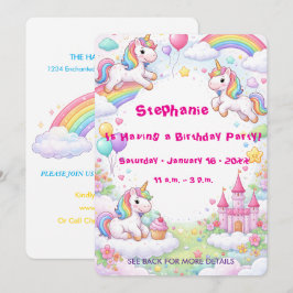 Unicorns & Rainbows Pastel Childs Birthday Inbjudningar