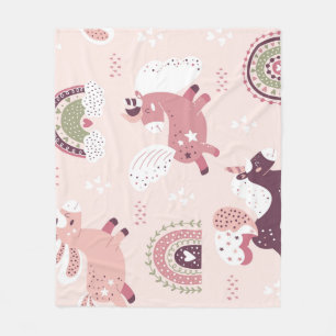 Unicorns Rainbows: Pastel Magic Background. Fleecefilt