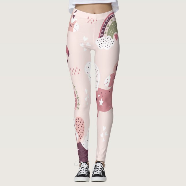 Unicorns Rainbows: Pastel Magic Background. Leggings (Framsida)