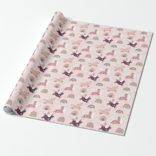 Unicorns Rainbows: Pastel Magic Background. Presentpapper