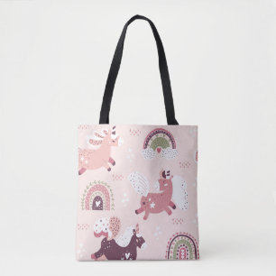 Unicorns Rainbows: Pastel Magic Background. Tygkasse