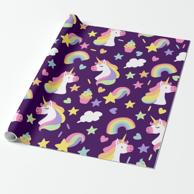 Unicorns & Rainbows Presentpapper (Utrullad)
