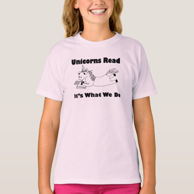 Unicorns Read...- Youth Tee Shirt - BL (Framsida)