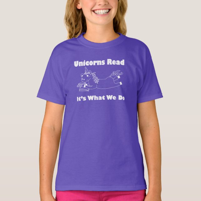Unicorns Read...- Youth Tee Shirt - WL (Framsida)