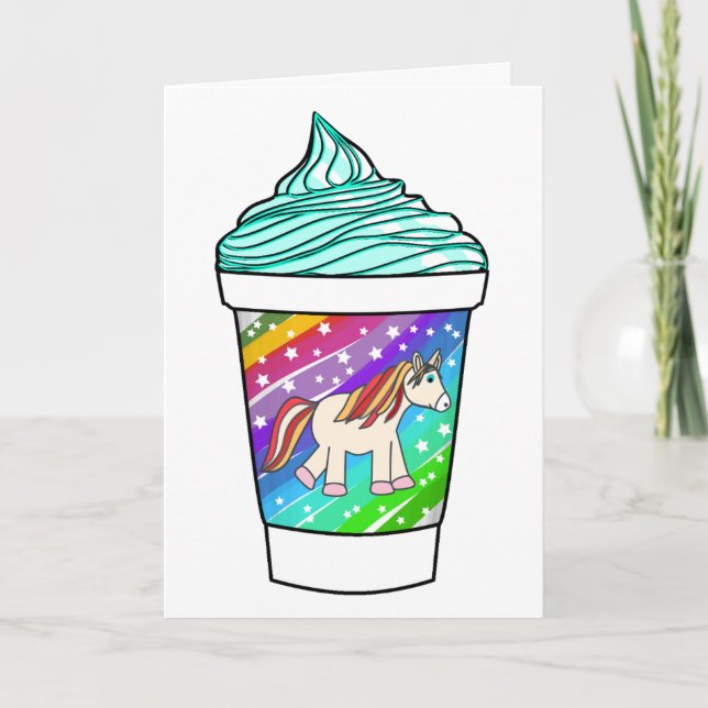 Unicorns, regnbågar och glass Birthday Kort (Framsida)