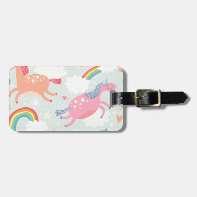 Unicorns & regnbåge bagagebricka (Horisontell Framsida)