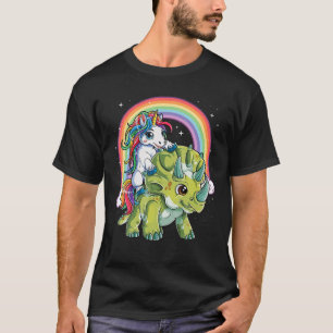 Unicorns Riding Dinosaur Triceratops Fars dag T Shirt