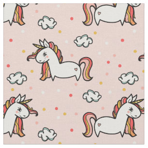 Unicorns & rodna rosamönster för konfettiar tyg