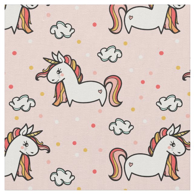 Unicorns & rodna rosamönster för konfettiar tyg (Närbild)