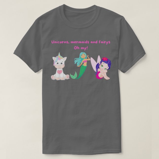 Unicorns sjöjungfruar och ferys t shirt (Design framsida)