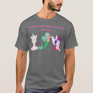 Unicorns sjöjungfruar och ferys t shirt