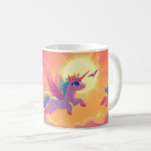 Unicorns som flyger i himmel mugg