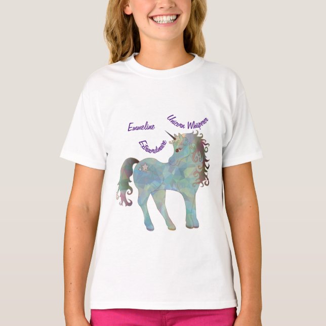 Unicorns Unicorns i Kärlek anpassar Namn T Shirt (Framsida)