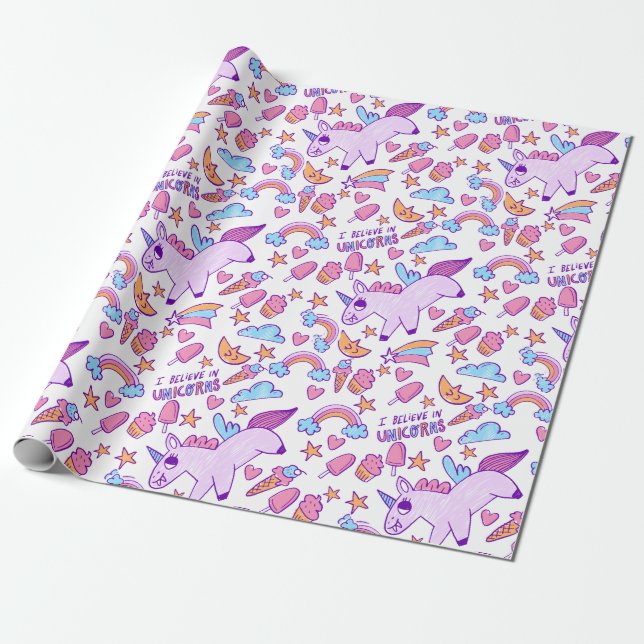 Unicorns Wrapping Papper Presentpapper (Utrullad)