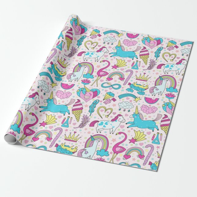 Unicorns Wrapping Papper Presentpapper (Utrullad)