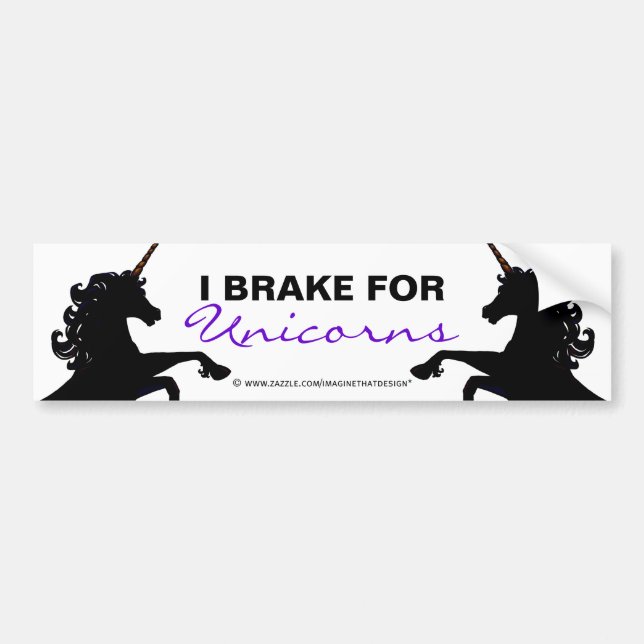 UnicornSilhouettes som jag bromsar för Unicorns Bildekal (Framsidan)