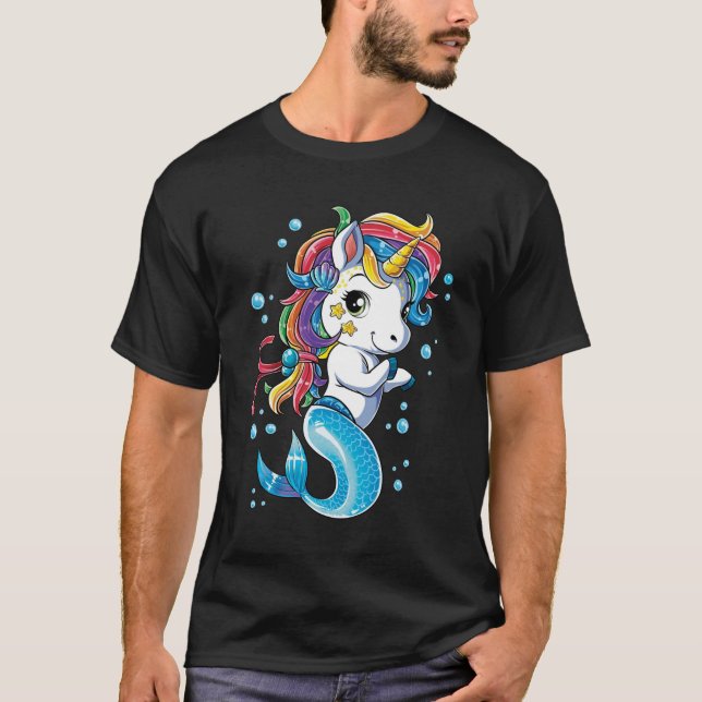 Unicornsjöjungfru Mermicorn T Shirt (Framsida)