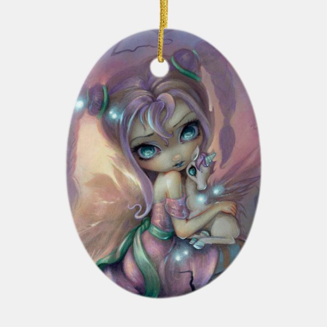 Unicornsolnedgång Keramisk Ornament (Framsidan)