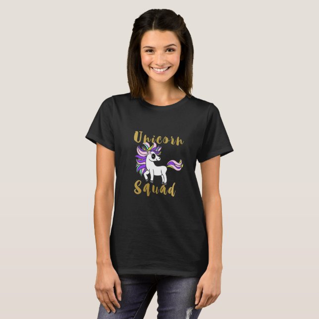 UnicornSquad, färgrik ponny Tee (Hel framsida)