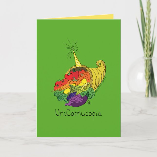Unicornucopia Thanksgiving Greeting Card Kort (Framsida)