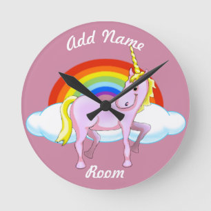 Unicornväggen tar tid på (anpassadet) rund klocka