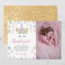 Unicornvinterfödelsedagen tackar dig kort med